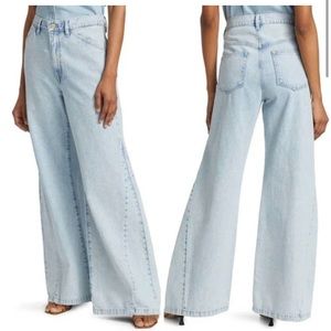 Frame Le Baggy Palazzo Wide Leg Jeans in Whisper Light Wash Denim Size 27